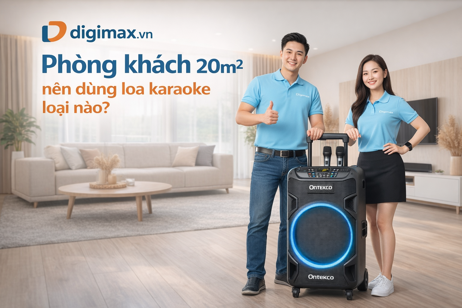Phòng khách 20m² nên dùng loa kéo karaoke loại nào?