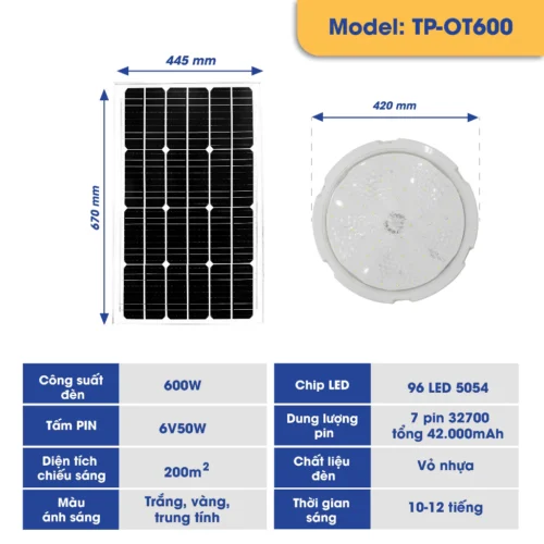 Đèn Ốp Trần Năng Lượng Mặt Trời TP SOLAR TP-OT600 Chip Led 5054 Cao Cấp 1 vn 11134207 7ras8 mc08inwfxwmie4